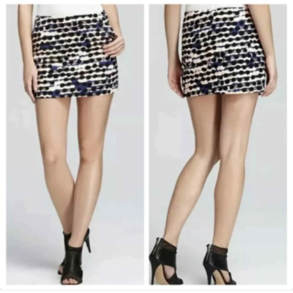 Diane Von Furstenberg DVF Nelly Skirt Pockets Lined Cotton Dot Print Size 8